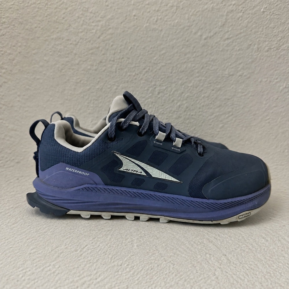 Altra Lone Peak 9 ALL-WTHR Low Waterproof Trail Running Shoes Navy Womens sz 8